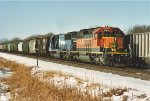 Grain train rolls east
